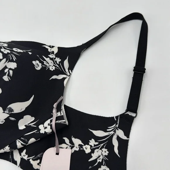 NWT Ambrielle Priya Floral V-Neck Lounge Bra – Black, Size S - Picture 10 of 10